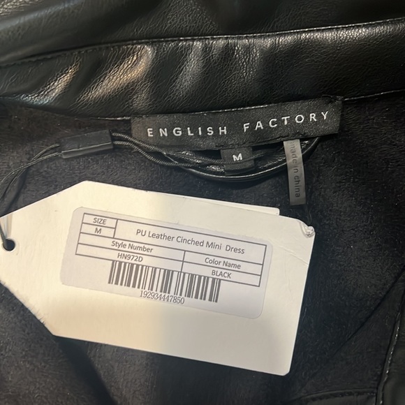 ENGLISH FACTORY faux leather cinched mini dress with snap bottoms in black M - Picture 2 of 9
